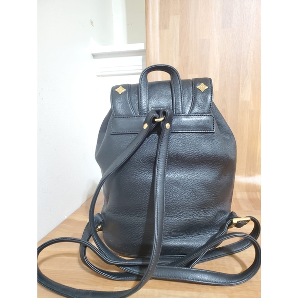 MCM Leather Drawstring Backpack Bag Black - Picture 2 of 10